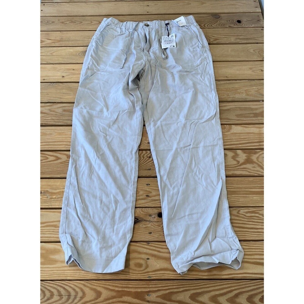 NWT $25.99 Pull & Bear Slim Fit Linen Pants Size Large Women’s Beige